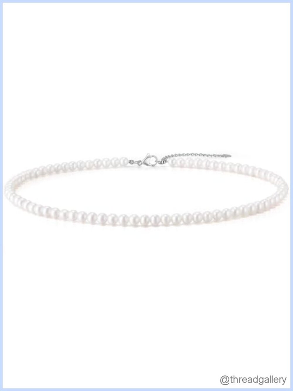 Freshwater Pearl Necklace 925 Sterling Silver Lobster Clasp 16" Choker